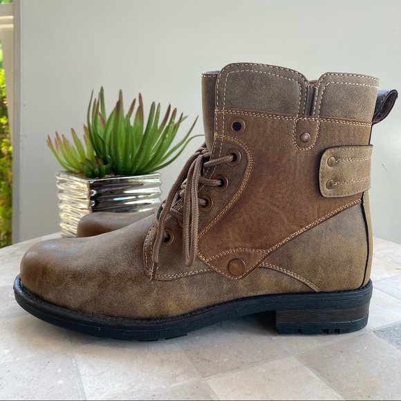 NWOT POLAR FOX BROWN ANKLE COMBAT BOOTS BOOTIES - Picture 7 of 15